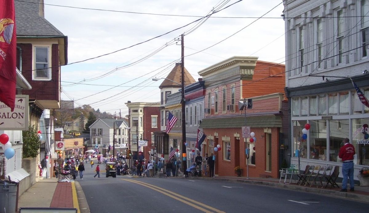 The historic commercial district along Potomac Street in Brunswick, Maryland                        