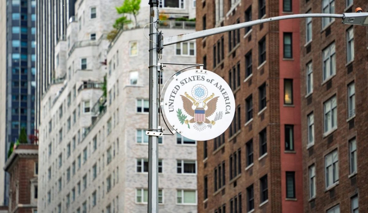 US embassy sign board                                