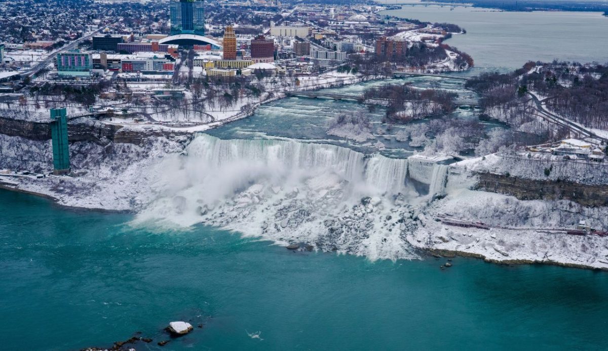 The falls freeze solid every winter