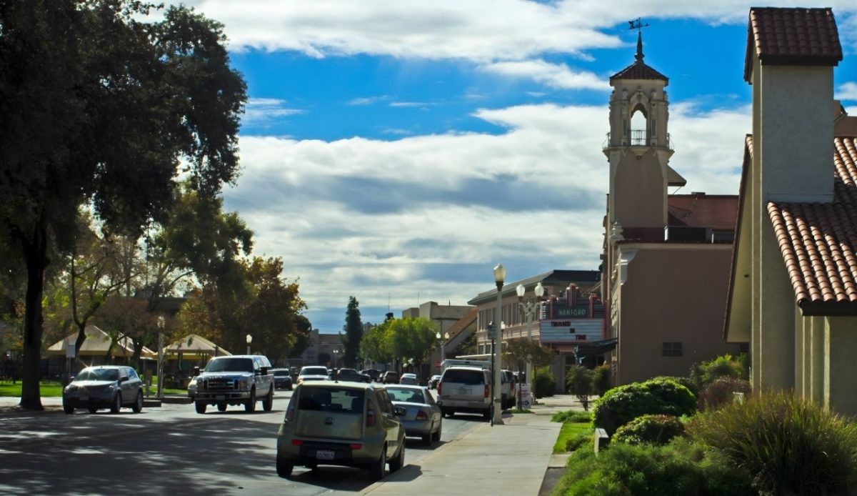 View of Downtown Hanford, California, USA                                 