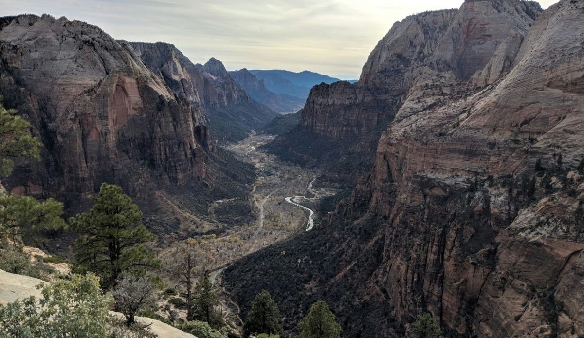 View of Zion Canyon from Angels Landing Trail, Zion National Park, Utah, United States