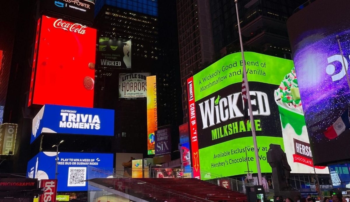 Vivid Night Scene in Times Square, New York City                                     