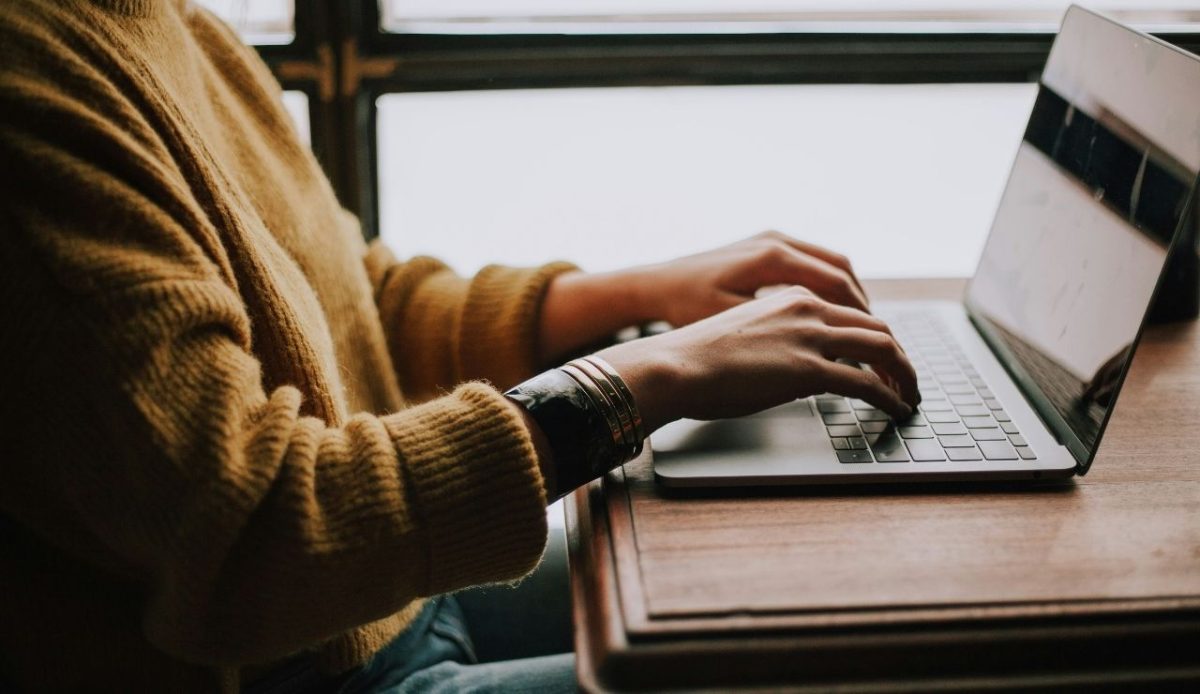 a person working on laptop                                