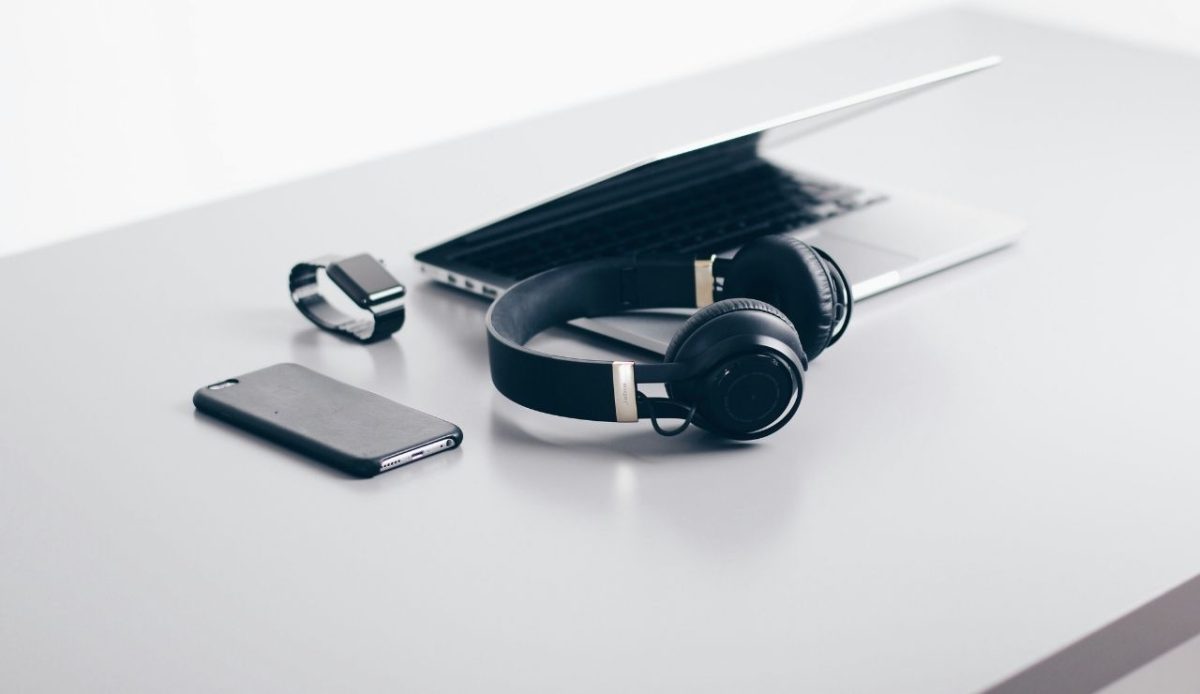 electronics on a table                           