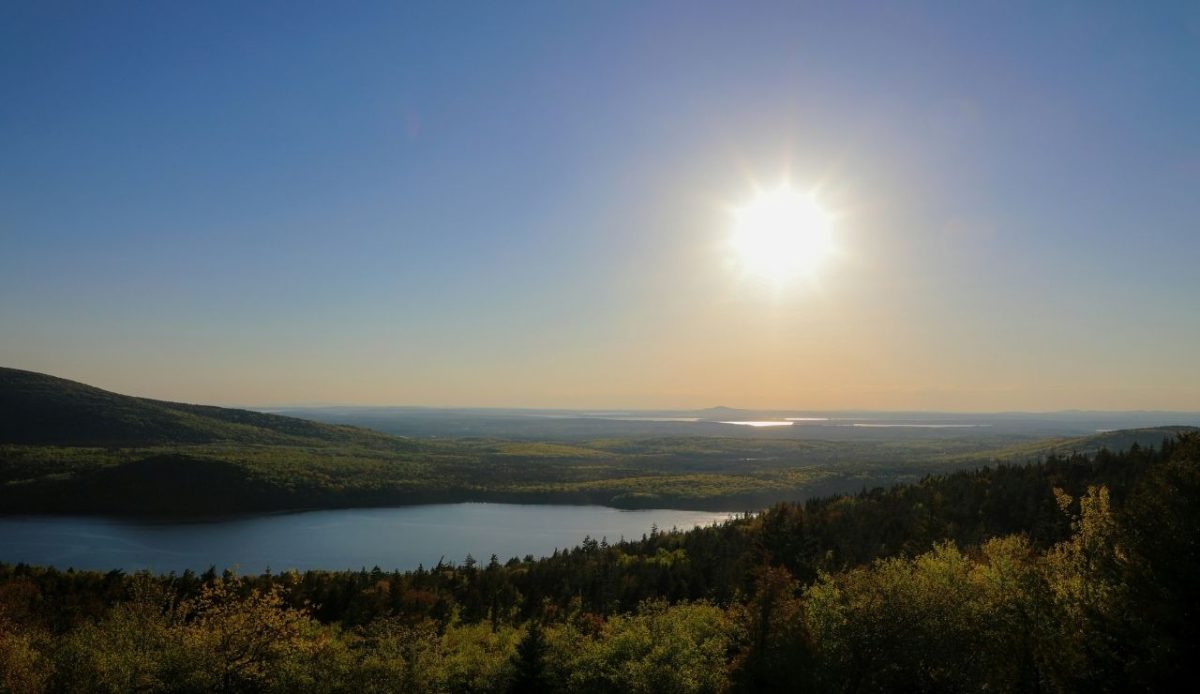 Sunny view over Eagle Lake, Acadia National Park
