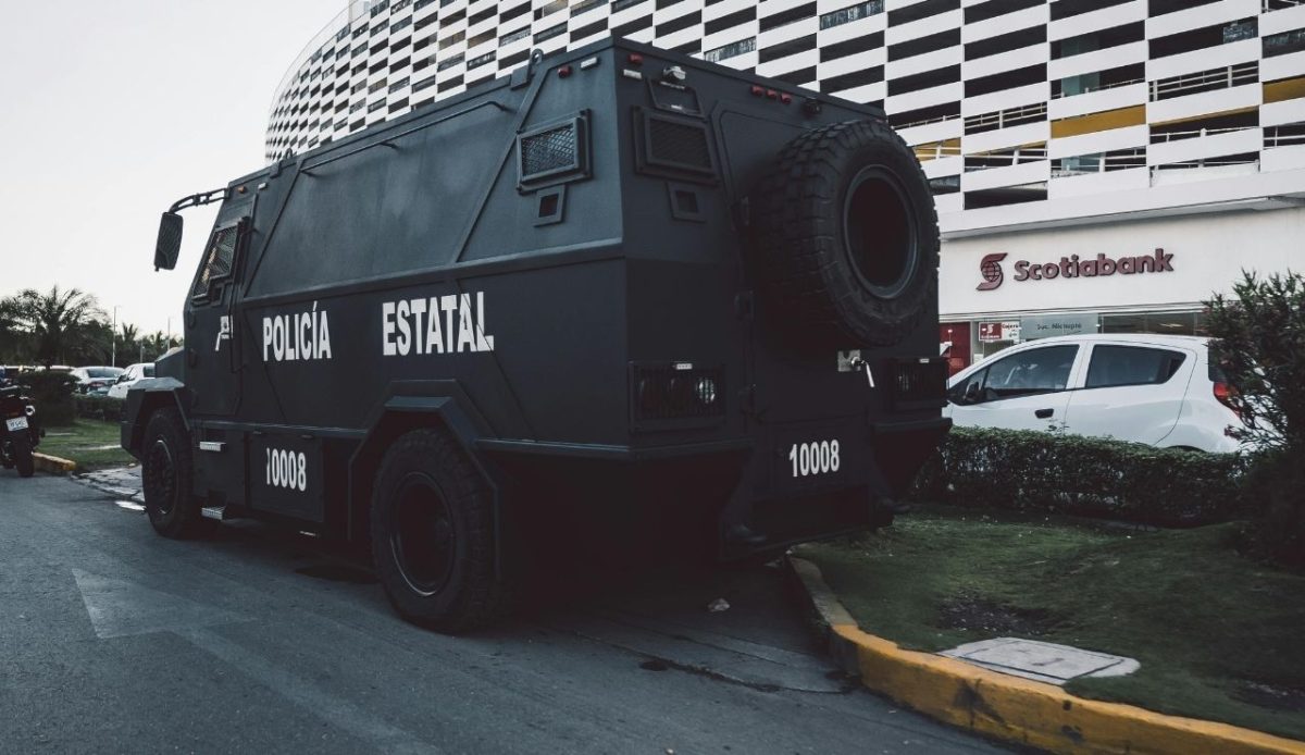 police van is standing near bank                                     