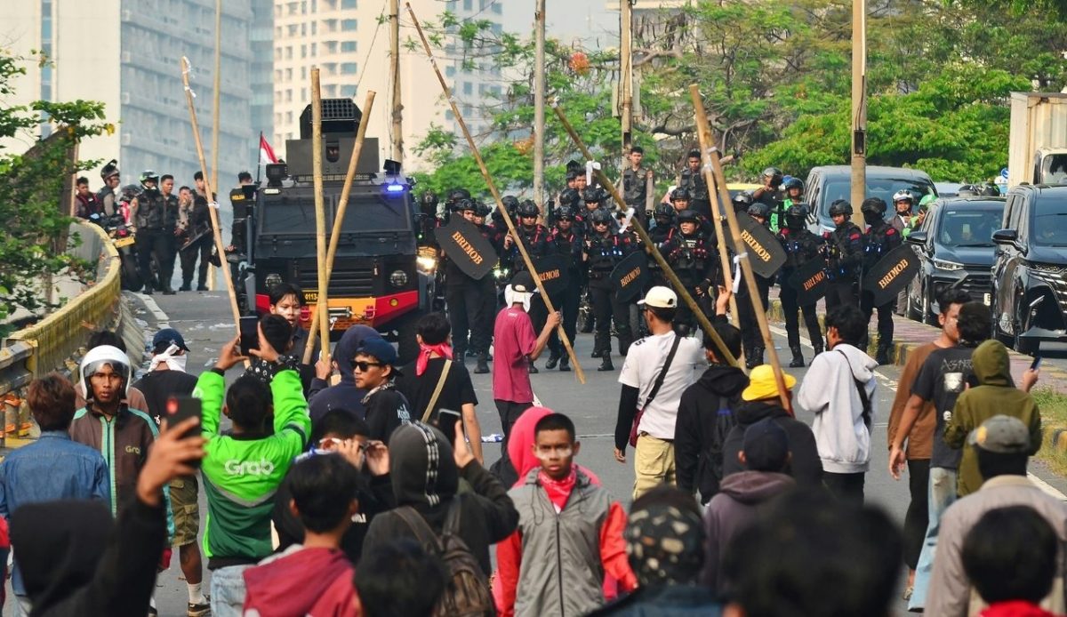 protest in Gerbang Pemuda Arah Barat, Gelora, Central Jakarta City, Jakarta, Indonesia                                   
