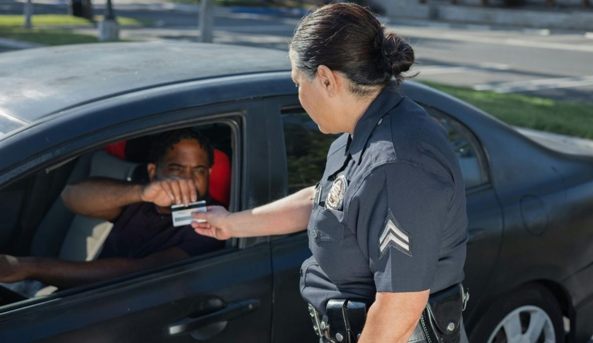 showing driving license                            