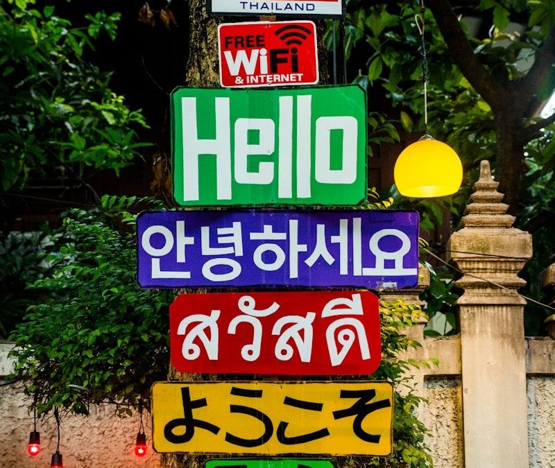 assorted-color signages