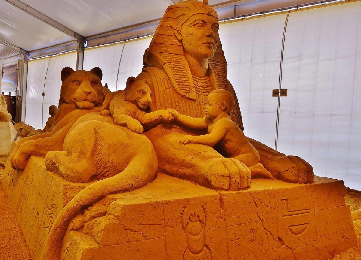 sand sculpture, modeled, artwork, sphinx, mythical creatures, lion shape, egypt, sphinx, sphinx, sphinx, sphinx, sphinx, egypt, egypt, egypt