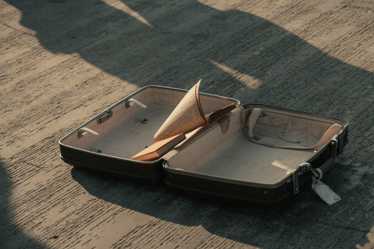 a piece of luggage sitting on the ground