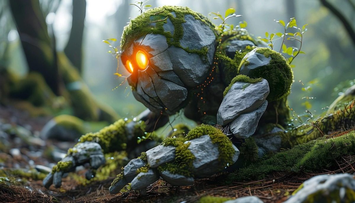 stone, creature, being, golem, nature, animal, forest