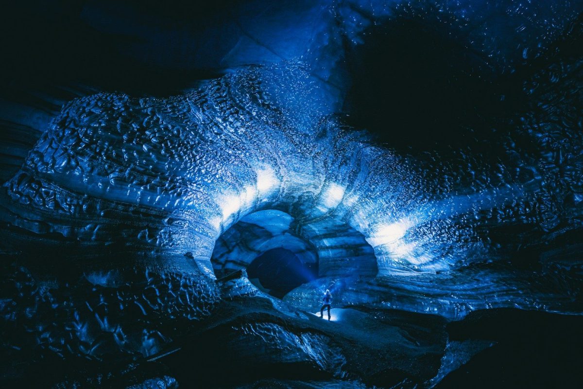 person inside cave