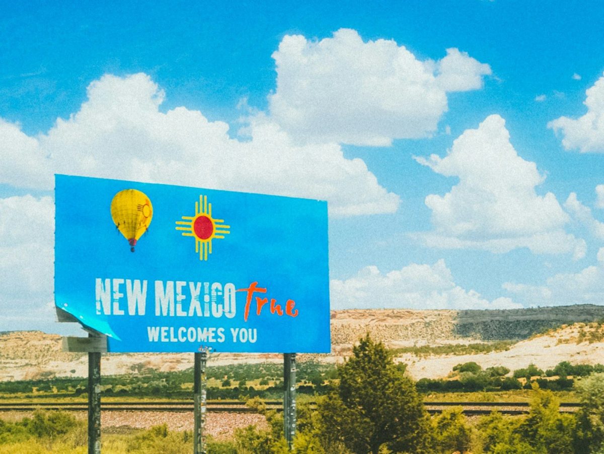 8 of America's Oldest Roadside Stops You Can Still See 1 a blue sign that says new mexico plaza welcomes you