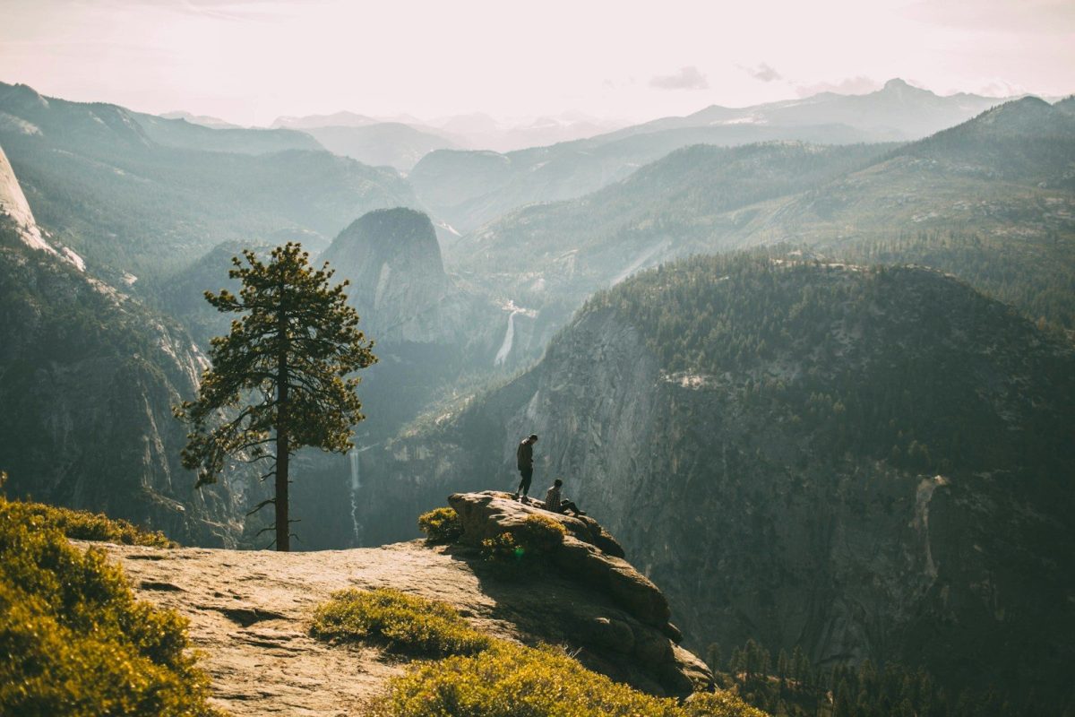 person standing on cliff