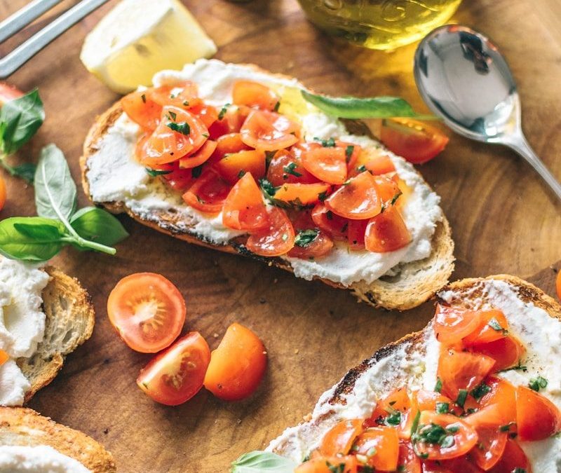 dish with tomato salad toppings