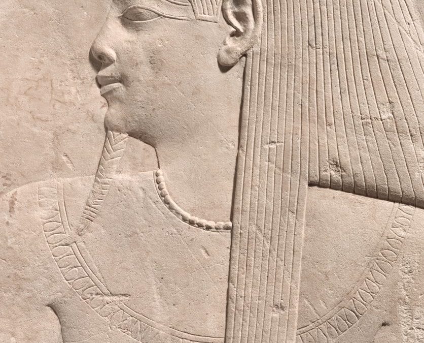 Ancient egyptian relief carving of a pharaoh's profile.