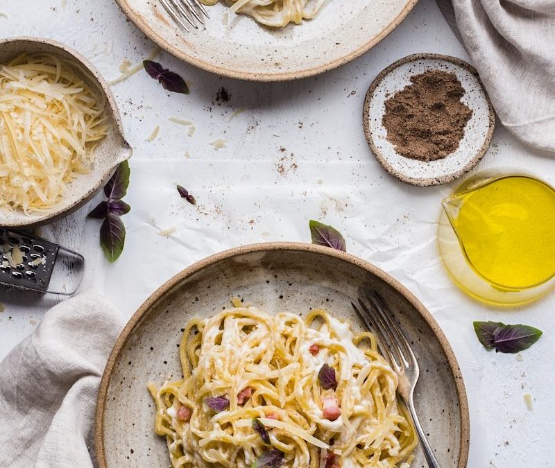 pasta on plate with fork