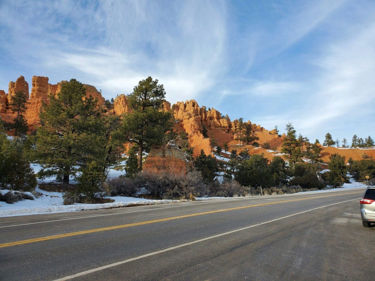a car driving down Utah's Highway 12