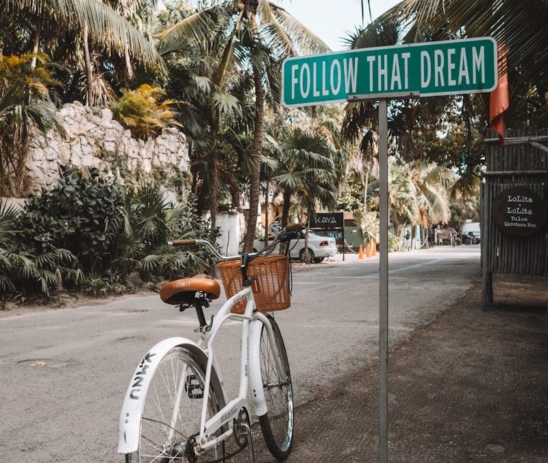 parked white bicycle