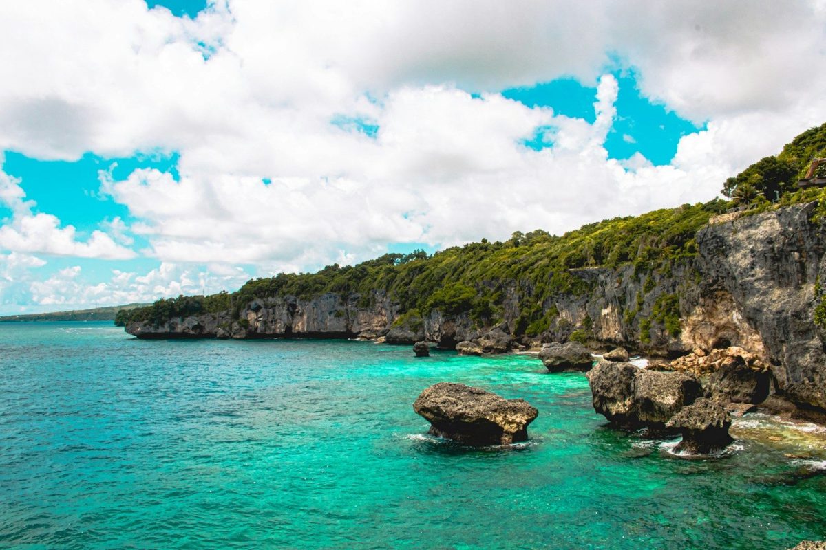 a body of water surrounded by a lush green hillside