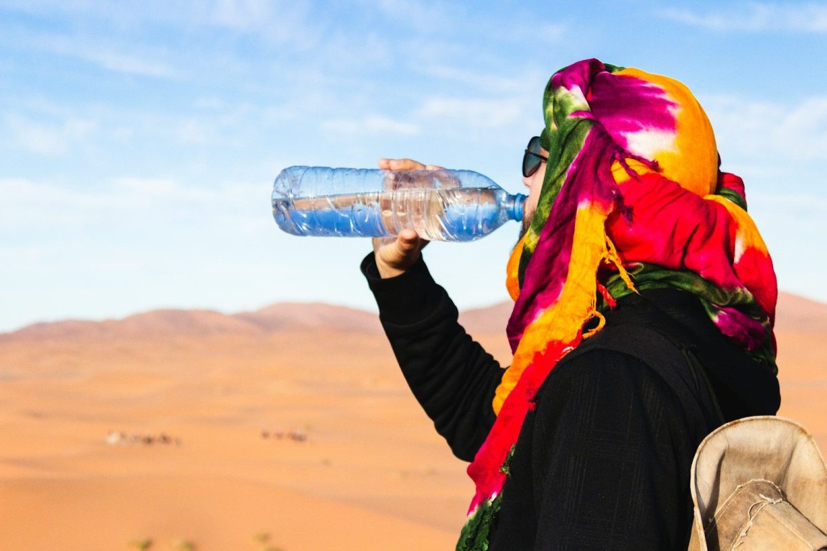person drinking water