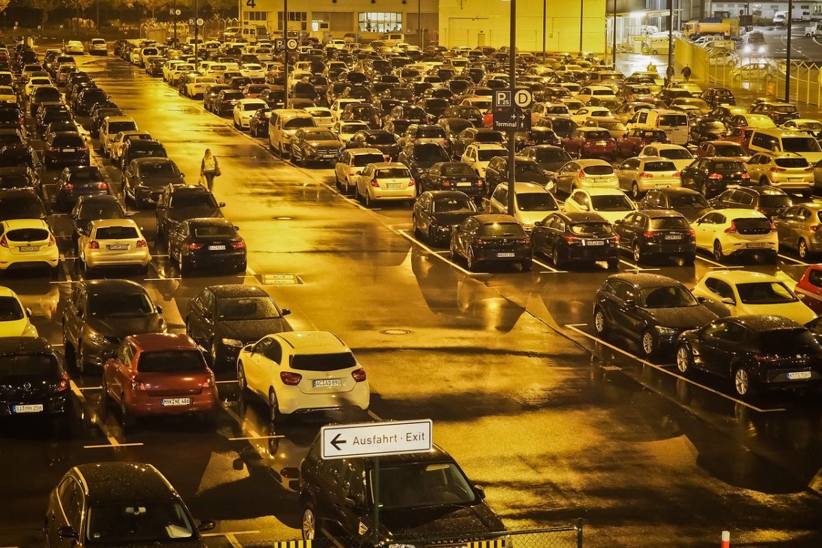 airport, parking spot, parked, asphalt, night, cars, car, vehicle, automobile, illuminated, car wallpapers, long term parking, dark, human, at night